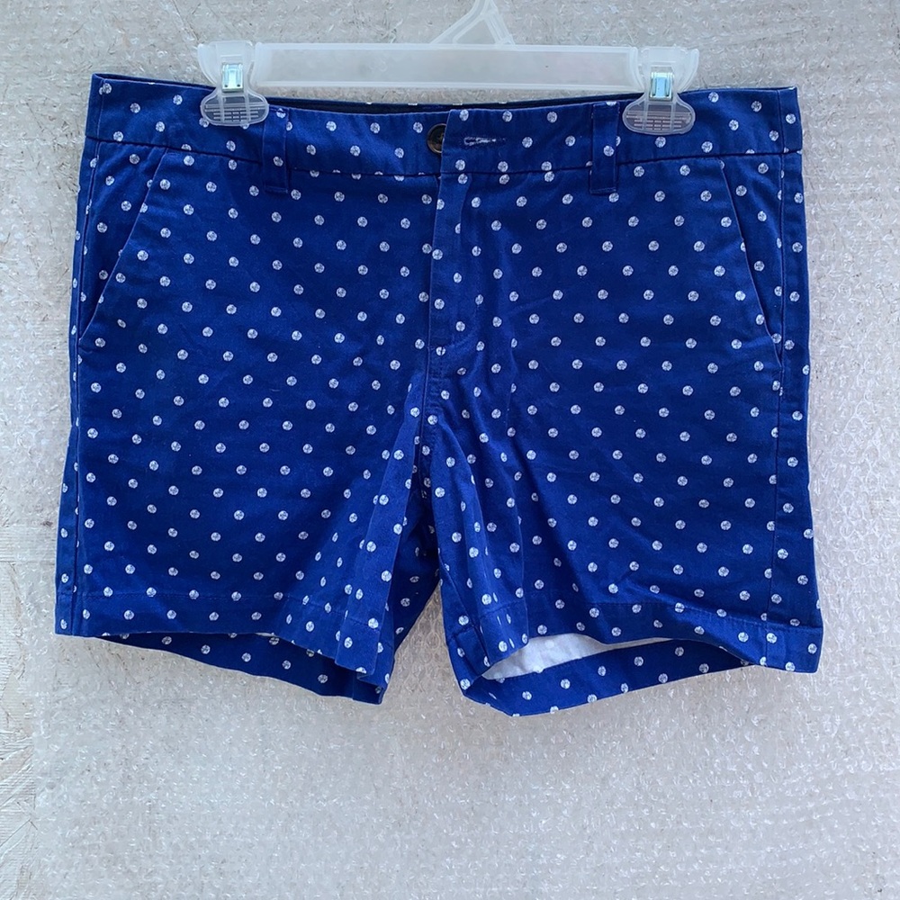 Blue with white poka dots shorts. Like new. Size 8